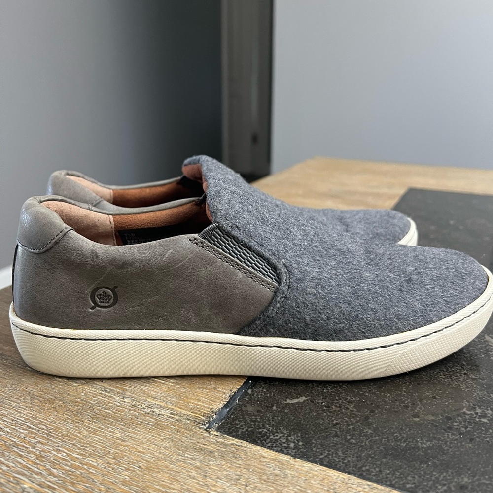 Born Gray and Gray leather Slip-On Loafers